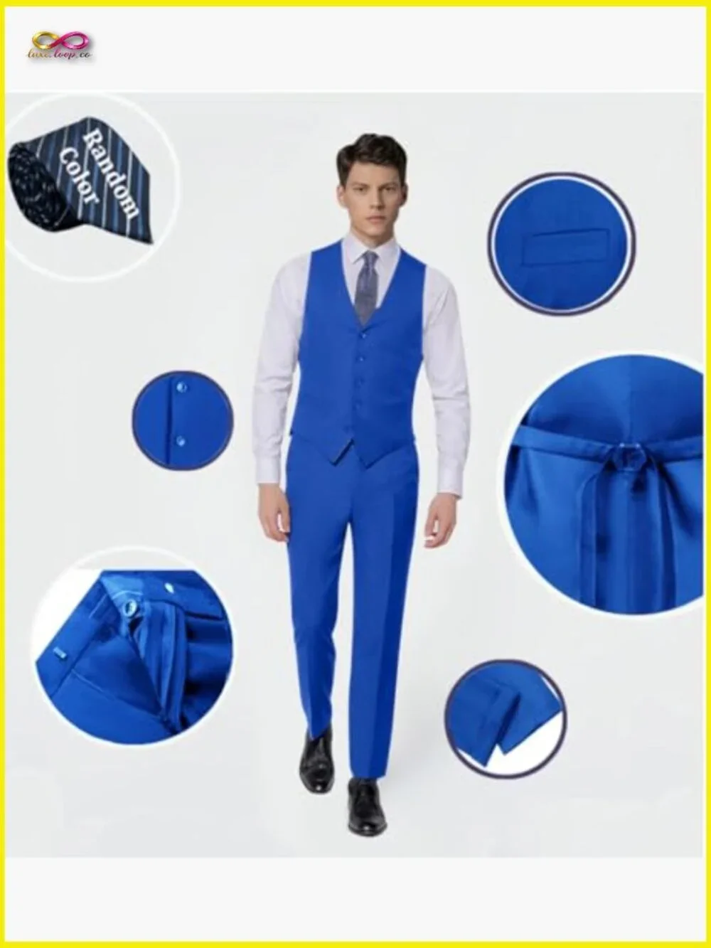 Slim Fit Suit Vest Pants Set Classic Formal Wedding Groomsmen Elegant